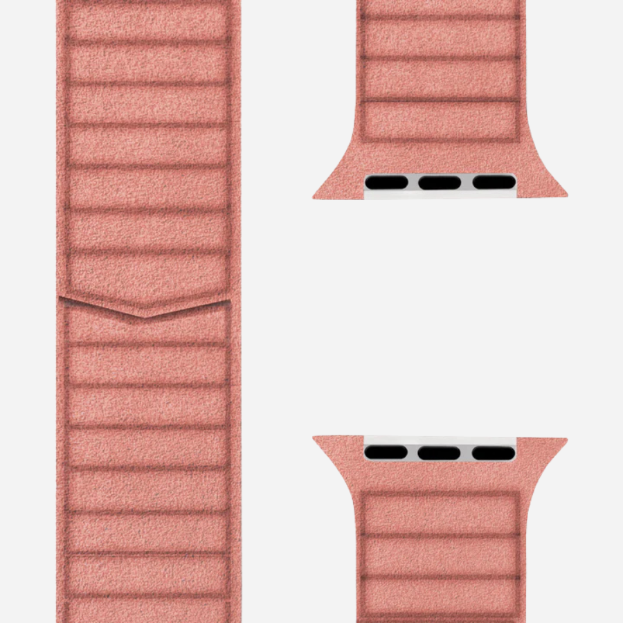 Roséfarbenes Apple Watch Armband aus Alcantara von bandkult – eleganter Look & sanftes Material für Damen & Stilbewusste.