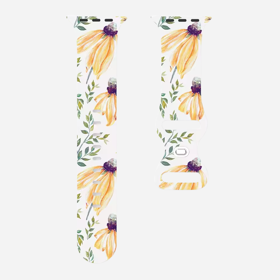 Apple Watch Armband mit buntem Blumenmuster – Silikon – kompatibel mit Series 3–10, SE, Ultra, Ultra 2 – Größen 38–49 mm