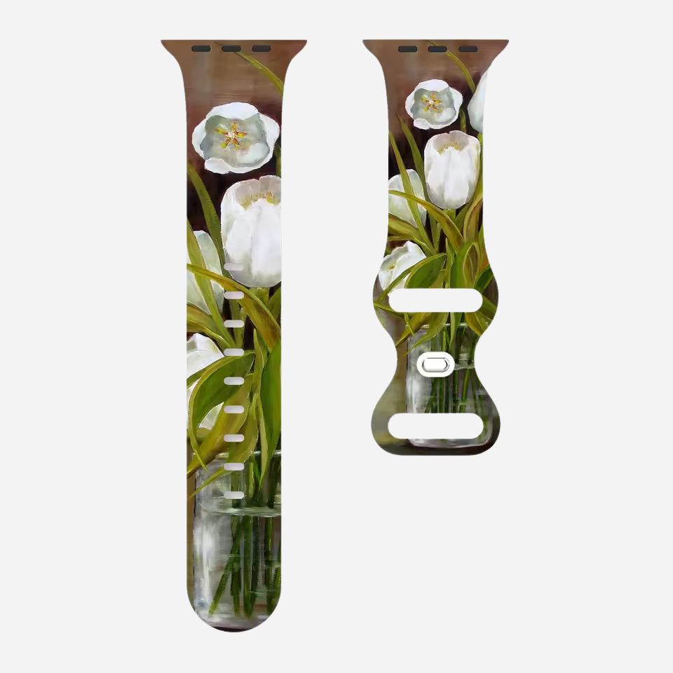 Apple Watch Armband mit buntem Blumenmuster – Silikon – kompatibel mit Series 3–10, SE, Ultra, Ultra 2 – Größen 38–49 mm