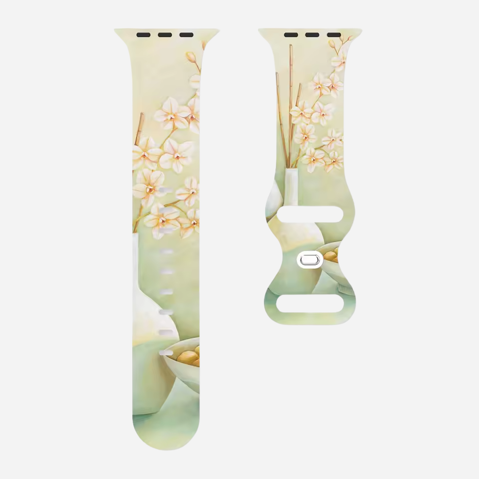 Apple Watch Armband mit buntem Blumenmuster – Silikon – kompatibel mit Series 3–10, SE, Ultra, Ultra 2 – Größen 38–49 mm