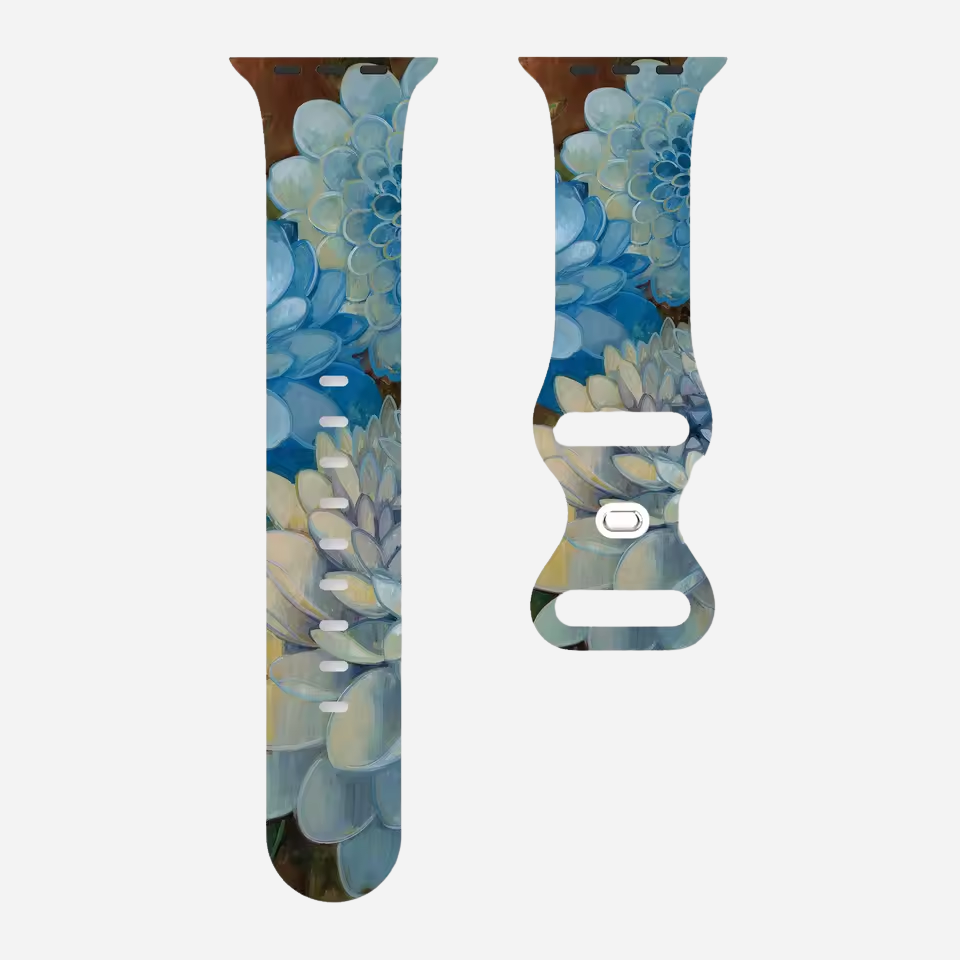 Apple Watch Armband mit buntem Blumenmuster – Silikon – kompatibel mit Series 3–10, SE, Ultra, Ultra 2 – Größen 38–49 mm