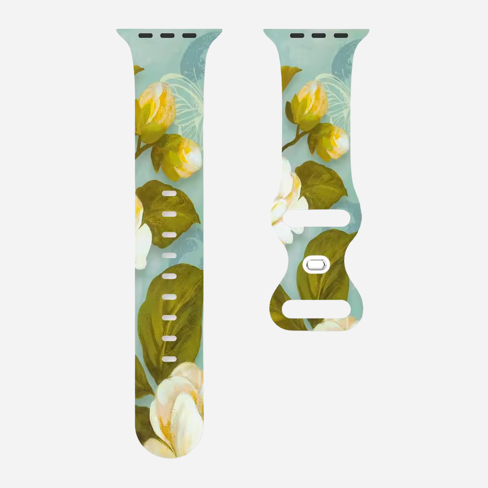 Apple Watch Armband mit buntem Blumenmuster – Silikon – kompatibel mit Series 3–10, SE, Ultra, Ultra 2 – Größen 38–49 mm