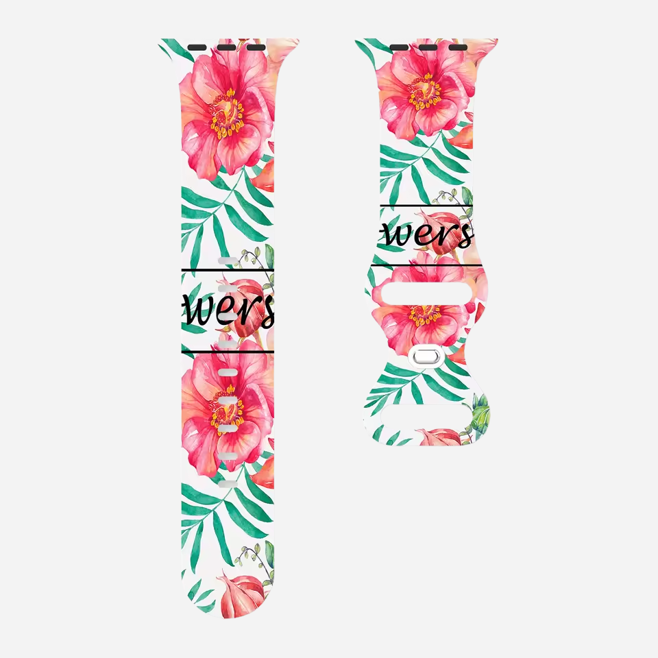 Apple Watch Armband mit buntem Blumenmuster – Silikon – kompatibel mit Series 3–10, SE, Ultra, Ultra 2 – Größen 38–49 mm