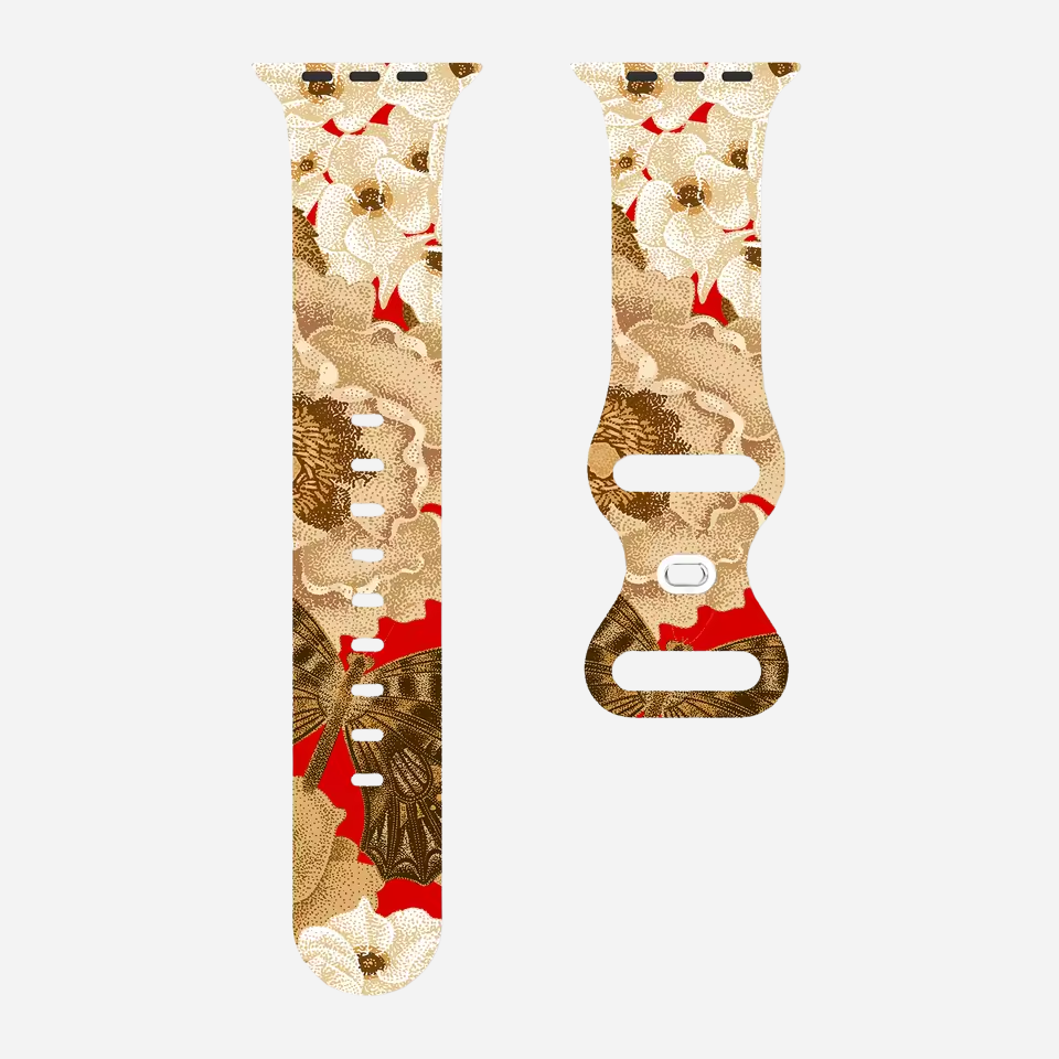 Apple Watch Armband mit buntem Blumenmuster – Silikon – kompatibel mit Series 3–10, SE, Ultra, Ultra 2 – Größen 38–49 mm