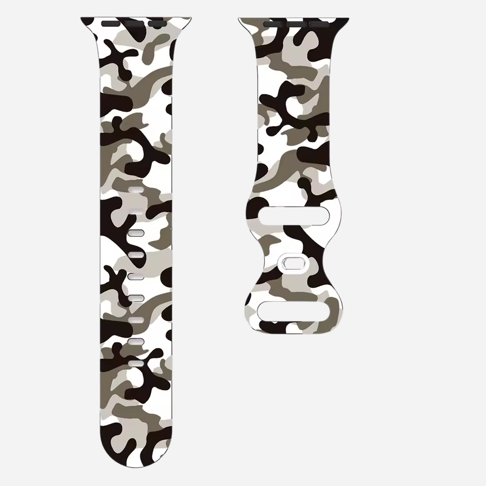 Apple Watch Camouflage Silikonarmband – digitaler Tarn-Look – kompatibel mit Series 3–10, SE, Ultra, Ultra 2 – Größen 38–49 mm