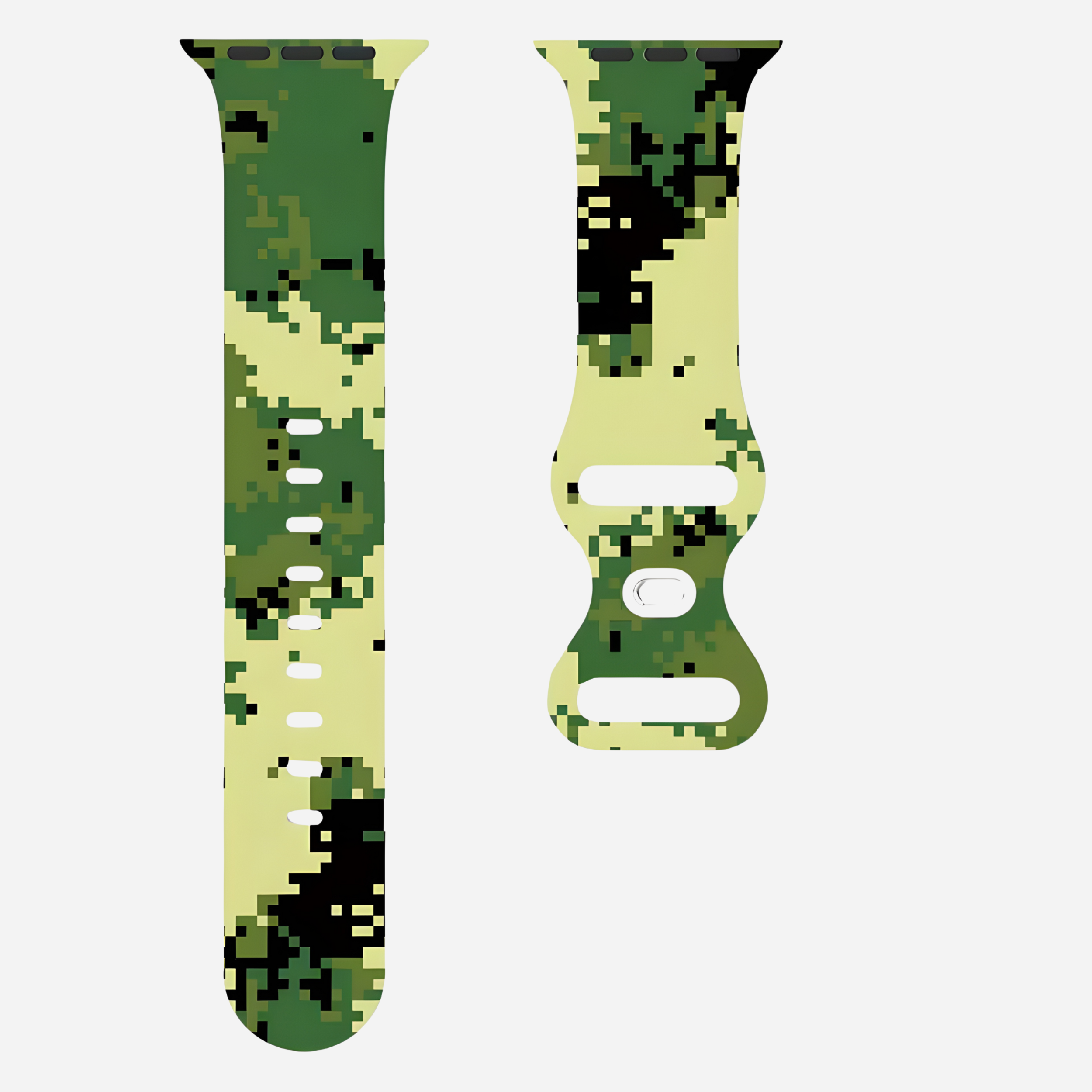 Apple Watch Camouflage Silikonarmband – digitaler Tarn-Look – kompatibel mit Series 3–10, SE, Ultra, Ultra 2 – Größen 38–49 mm