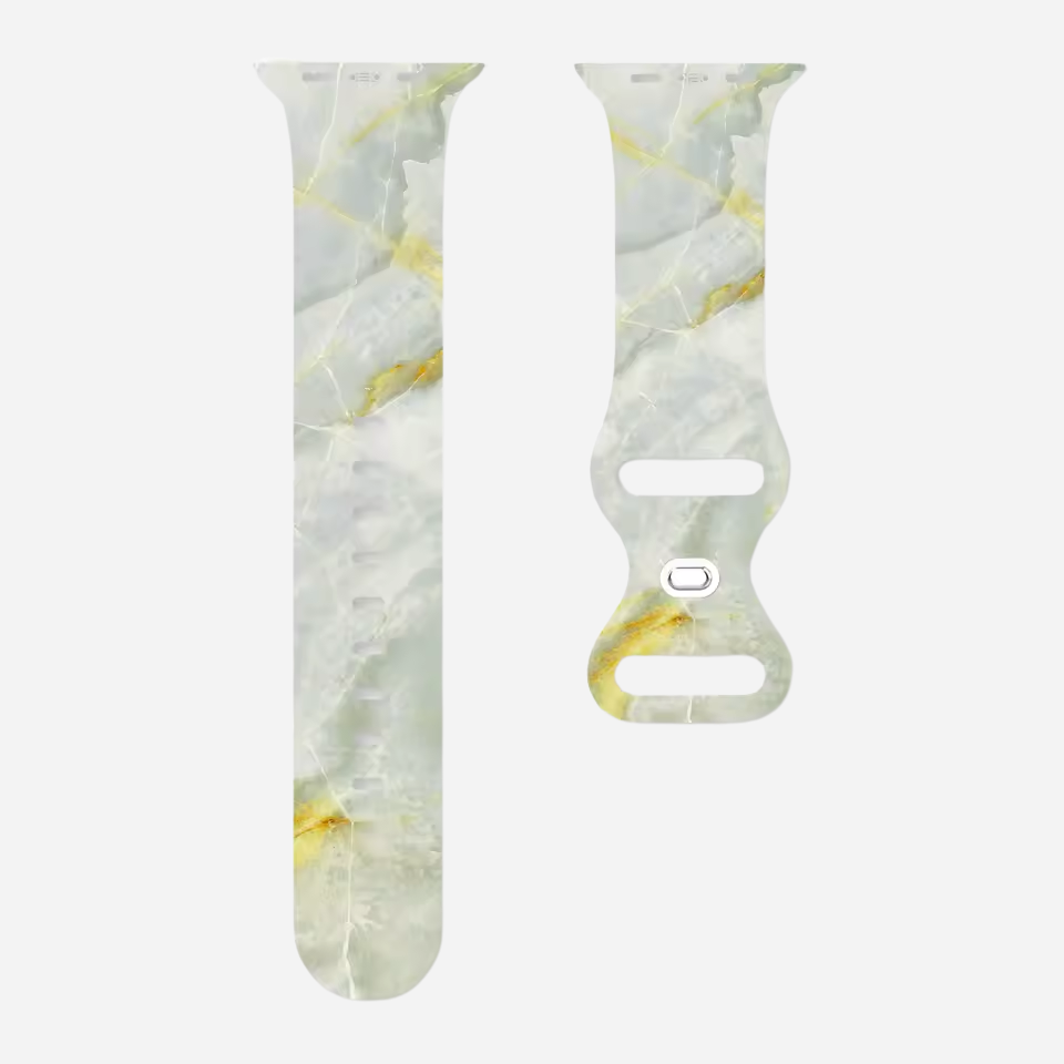 Apple Watch Armband – Marmor Look Design – Silikon Ersatzband 38–49 mm – Für Series 3–10, SE, Ultra, Ultra 2