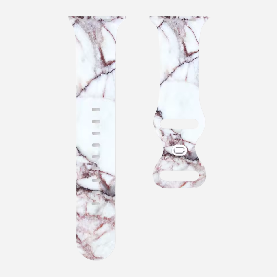 Apple Watch Armband – Marmor Look Design – Silikon Ersatzband 38–49 mm – Für Series 3–10, SE, Ultra, Ultra 2
