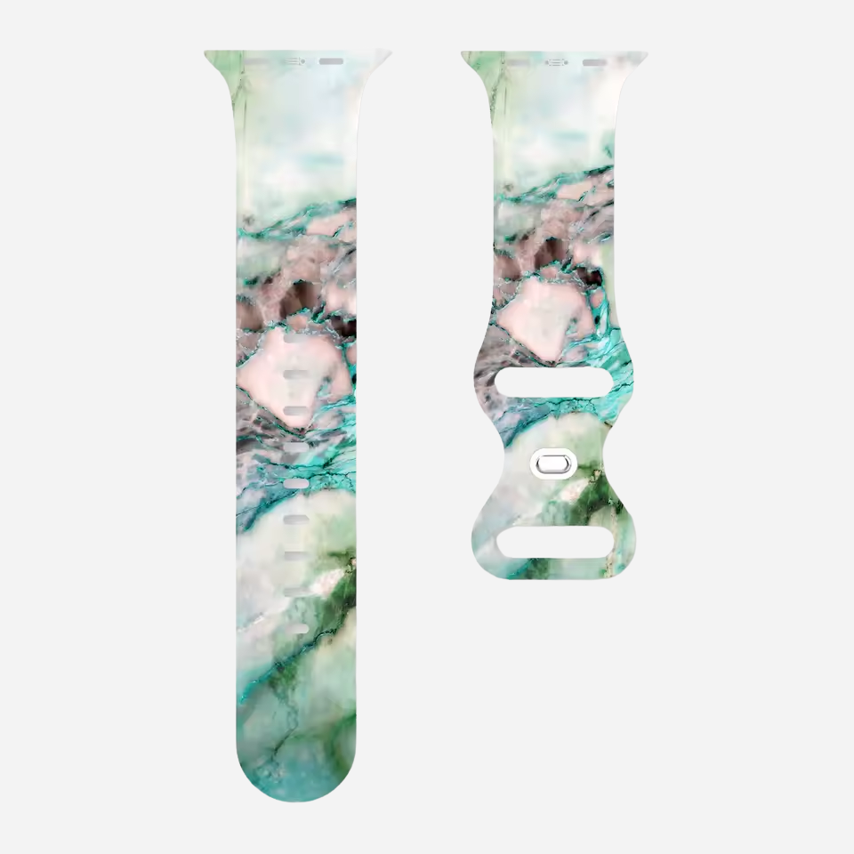 Apple Watch Armband – Marmor Look Design – Silikon Ersatzband 38–49 mm – Für Series 3–10, SE, Ultra, Ultra 2