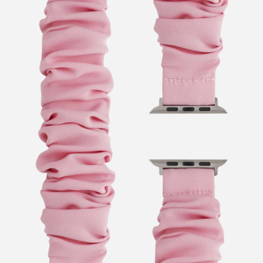 Apple Watch Scrunchie Armband „Velora“ in Rose (helles Rosa), elastisch im Scrunchie-Design