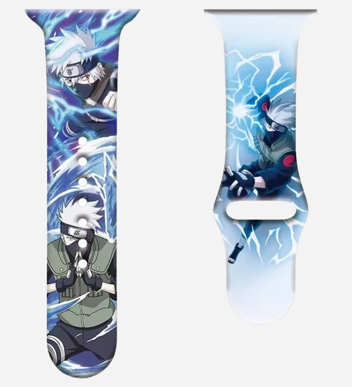 Naruto und Sasuke Apple Watch Silikonarmband – Anime-Design – passend für Series 1–10, SE, Ultra, Ultra 2 – Größen 38–49 mm – Geschenkidee