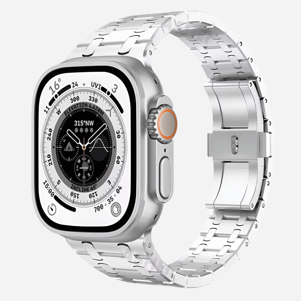 TitanLink™ – Bracelet classique en acier inoxydable pour Apple Watch – Compatible avec les séries 3 à 11, SE (1re à 3e génération), Ultra, Ultra 2 et Ultra 3