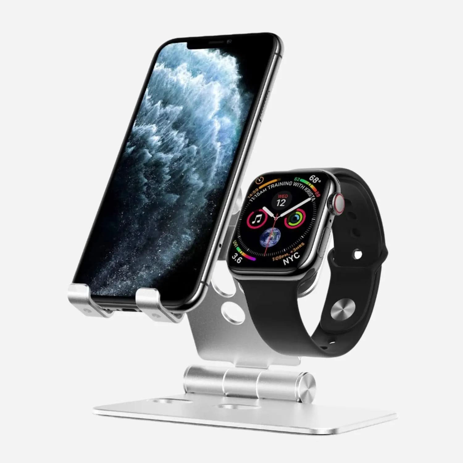 Support en aluminium Bandkult pour iPhone et Apple Watch - Argent