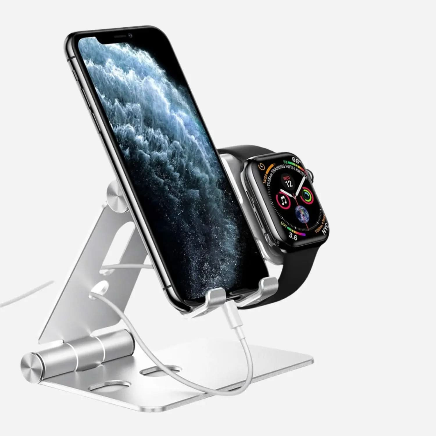 Support en aluminium Bandkult pour iPhone et Apple Watch - Argent