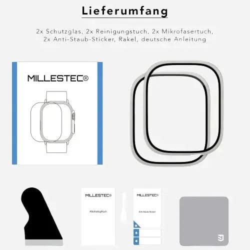 MilesTEC ADVENTURE Apple Watch Ultra Schutzfolie Glas für Apple Watch Ultra 49 mm - 2er Set MillesTEC