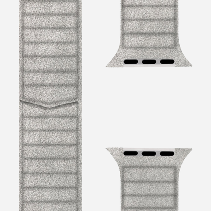 Apple Watch Armband aus Alcantara in Hellgrau – dezente, moderne Farbe mit Premium-Tragegefühl, exklusiv bei Bandkult.
