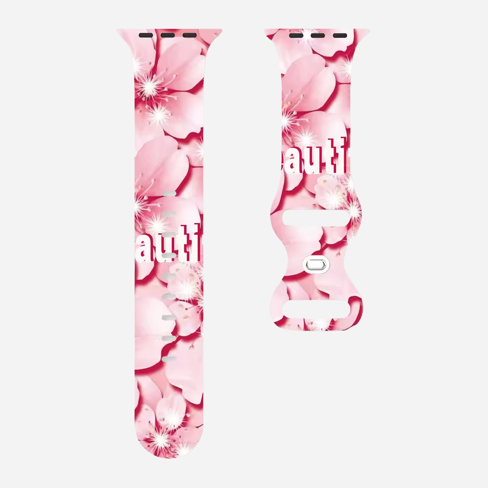 Apple Watch Armband mit buntem Blumenmuster – Silikon – kompatibel mit Series 3–10, SE, Ultra, Ultra 2 – Größen 38–49 mm