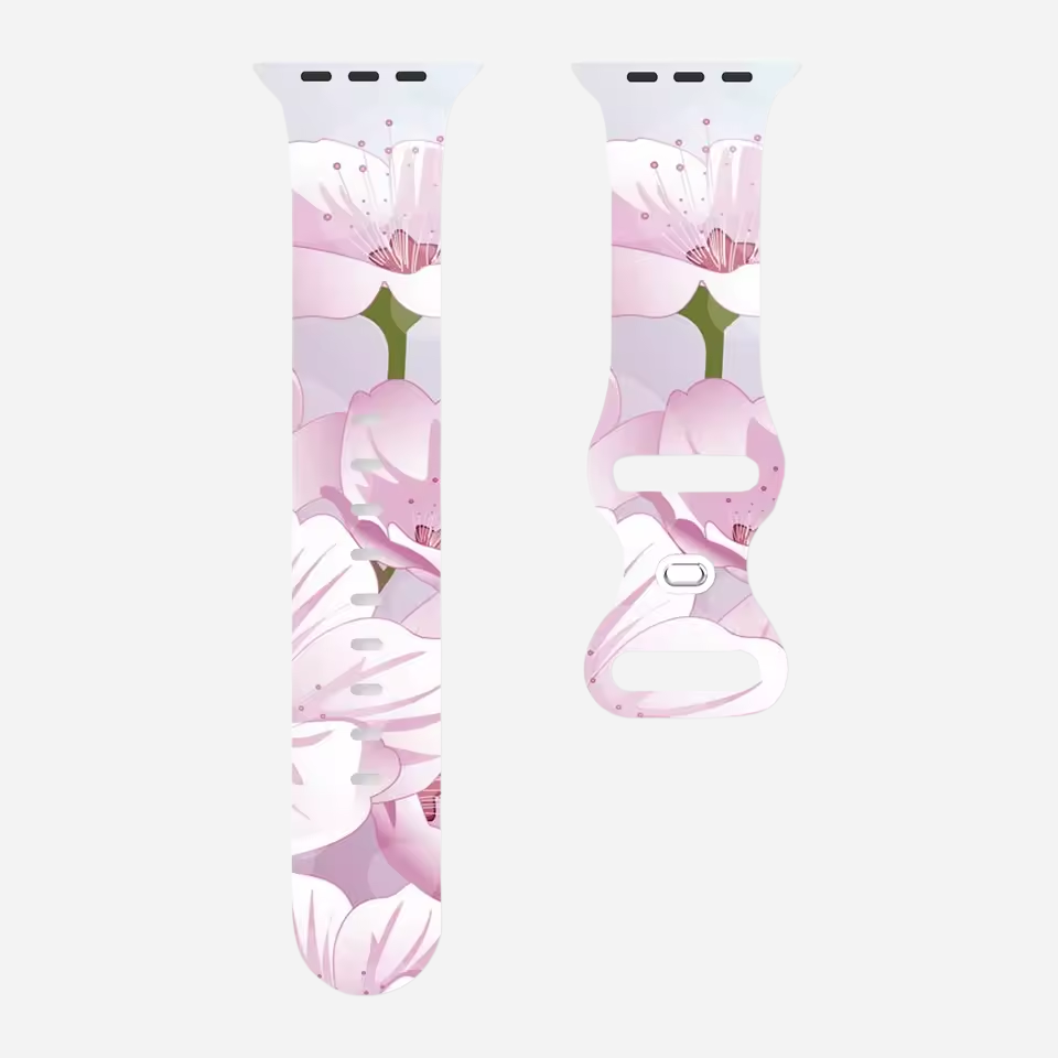 Apple Watch Armband mit buntem Blumenmuster – Silikon – kompatibel mit Series 3–10, SE, Ultra, Ultra 2 – Größen 38–49 mm