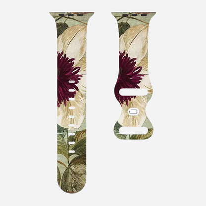 Apple Watch Armband mit buntem Blumenmuster – Silikon – kompatibel mit Series 3–10, SE, Ultra, Ultra 2 – Größen 38–49 mm