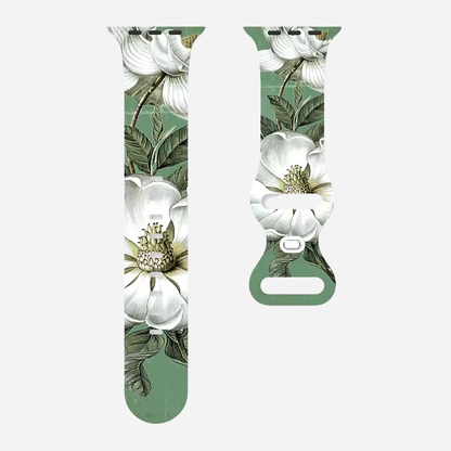 Apple Watch Armband mit buntem Blumenmuster – Silikon – kompatibel mit Series 3–10, SE, Ultra, Ultra 2 – Größen 38–49 mm