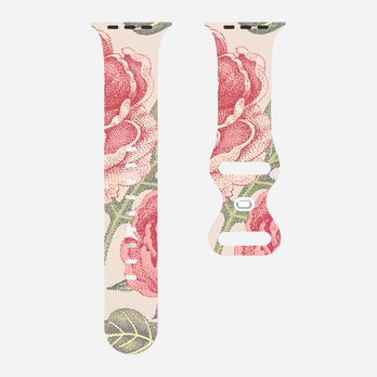 Bracelet Apple Watch – Bracelet en silicone à motif floral – 38–49 mm – Compatible avec les séries 3 à 11, SE (1re à 3e génération), Ultra, Ultra 2 et Ultra 3 – zweite Ansicht