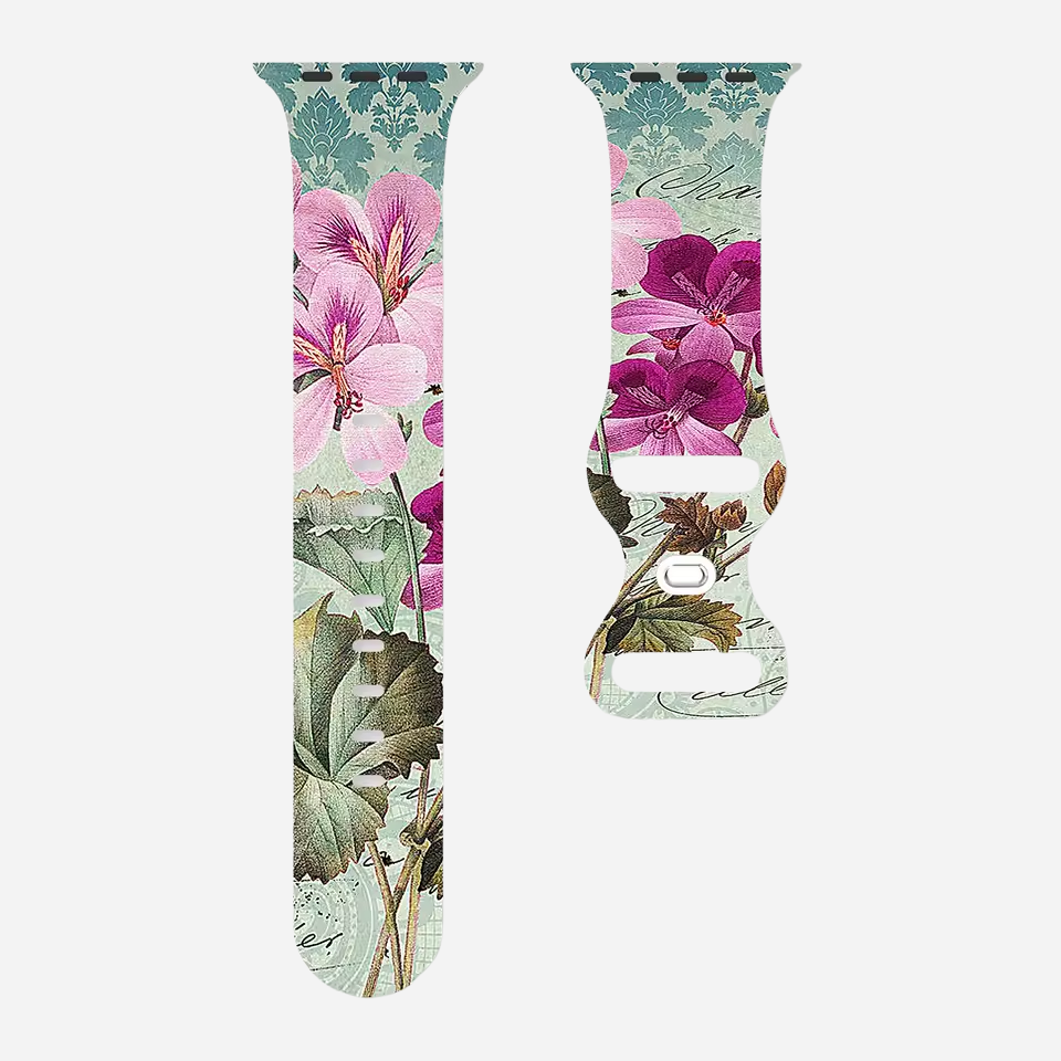 Apple Watch Armband mit buntem Blumenmuster – Silikon – kompatibel mit Series 3–10, SE, Ultra, Ultra 2 – Größen 38–49 mm
