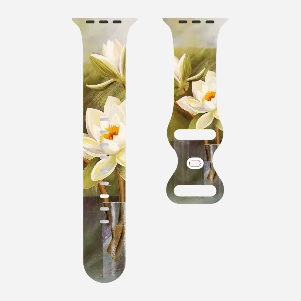 Apple Watch Armband mit buntem Blumenmuster – Silikon – kompatibel mit Series 3–10, SE, Ultra, Ultra 2 – Größen 38–49 mm