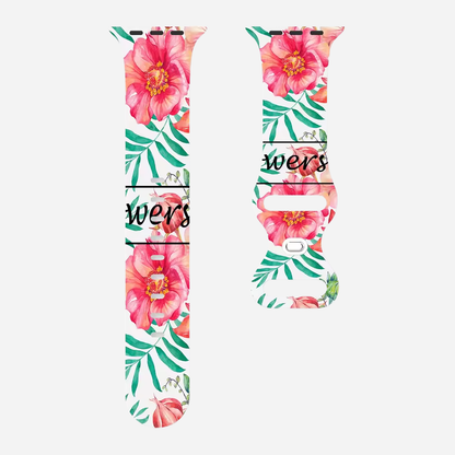 Apple Watch Armband mit buntem Blumenmuster – Silikon – kompatibel mit Series 3–10, SE, Ultra, Ultra 2 – Größen 38–49 mm