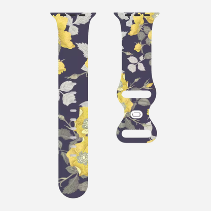 Apple Watch Armband mit buntem Blumenmuster – Silikon – kompatibel mit Series 3–10, SE, Ultra, Ultra 2 – Größen 38–49 mm
