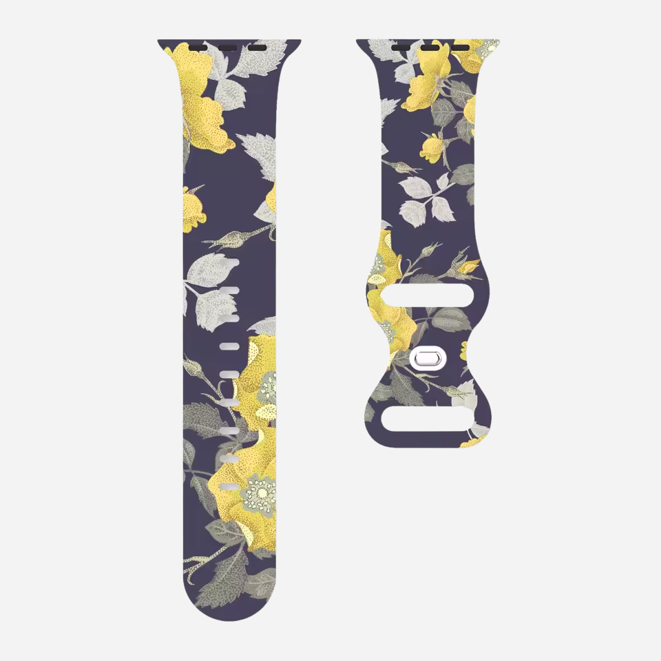 Apple Watch Armband mit buntem Blumenmuster – Silikon – kompatibel mit Series 3–10, SE, Ultra, Ultra 2 – Größen 38–49 mm