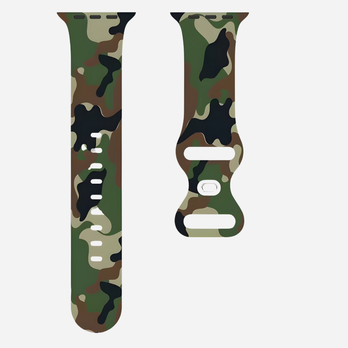 Bracelet Apple Watch – Silicone camouflage – 38–49 mm – Compatible avec les séries 3 à 11, SE (1re à 3e génération), Ultra, Ultra 2 et Ultra 3