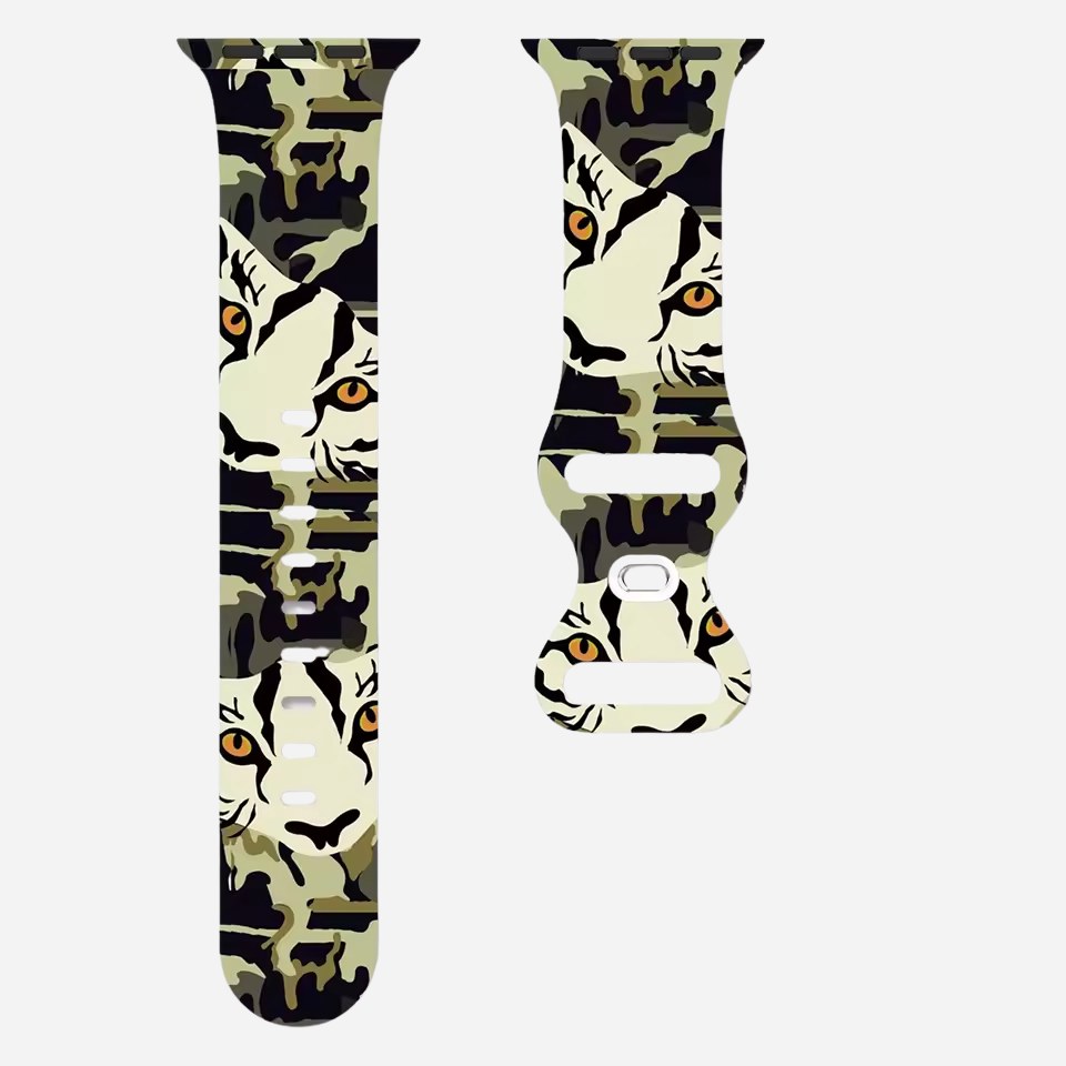 Apple Watch Camouflage Silikonarmband – digitaler Tarn-Look – kompatibel mit Series 3–10, SE, Ultra, Ultra 2 – Größen 38–49 mm