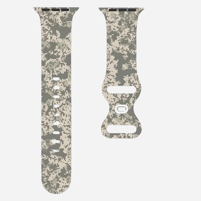 Apple Watch Camouflage Silikonarmband – digitaler Tarn-Look – kompatibel mit Series 3–10, SE, Ultra, Ultra 2 – Größen 38–49 mm
