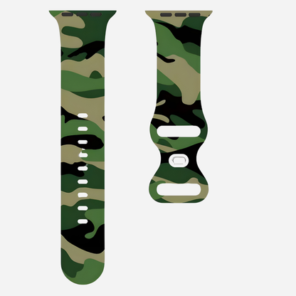 Apple Watch Camouflage Silikonarmband – digitaler Tarn-Look – kompatibel mit Series 3–10, SE, Ultra, Ultra 2 – Größen 38–49 mm
