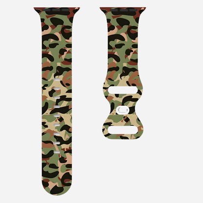 Apple Watch Camouflage Silikonarmband – digitaler Tarn-Look – kompatibel mit Series 3–10, SE, Ultra, Ultra 2 – Größen 38–49 mm