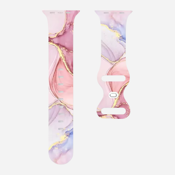 Bracelet Apple Watch – Design effet marbre – Bracelet de remplacement en silicone 38–49 mm – Compatible avec les séries 3 à 11, SE (1re à 3e génération), Ultra, Ultra 2 et Ultra 3
