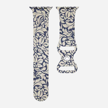 Bracelet Apple Watch – Aspect porcelaine bleu et blanc – Silicone 38–49 mm – Compatible avec les séries 1 à 11, SE (1re à 3e génération), Ultra, Ultra 2 et Ultra 3 – zweite Ansicht