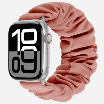 Apple Watch Scrunchie Armband „Velora“ in Grenadin (kräftiges Pink-Rot), elastisch im Scrunchie-Design