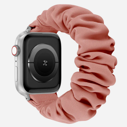 Apple Watch Scrunchie Armband „Velora“ in Grenadin (kräftiges Pink-Rot), elastisch im Scrunchie-Design