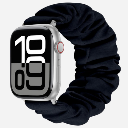 Apple Watch Scrunchie Armband „Velora“ in Dark Blue (dunkles Marineblau), elastisch im Scrunchie-Design