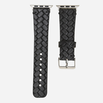 Bracelet bandkult pour Apple Watch en cuir véritable de qualité supérieure – Tressé – Noir – Compatible avec les séries 11 à 1, SE et Ultra 1/2/3 – 38 à 49 mm