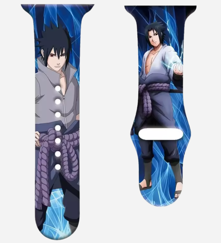 Naruto und Sasuke Apple Watch Silikonarmband – Anime-Design – passend für Series 1–10, SE, Ultra, Ultra 2 – Größen 38–49 mm – Geschenkidee
