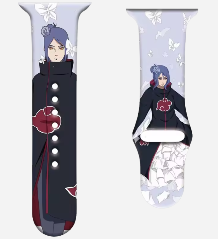 Naruto und Sasuke Apple Watch Silikonarmband – Anime-Design – passend für Series 1–10, SE, Ultra, Ultra 2 – Größen 38–49 mm – Geschenkidee