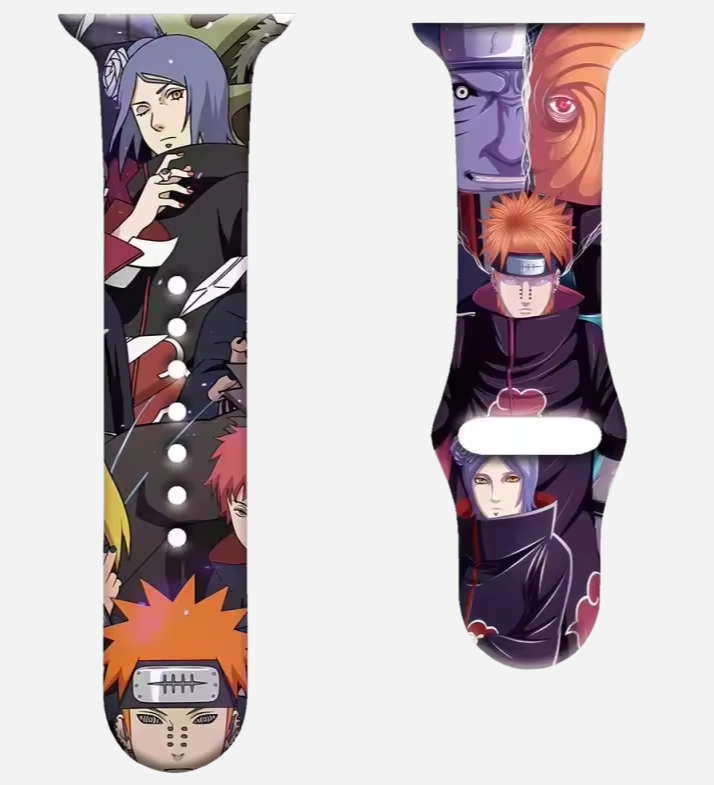Naruto und Sasuke Apple Watch Silikonarmband – Anime-Design – passend für Series 1–10, SE, Ultra, Ultra 2 – Größen 38–49 mm – Geschenkidee