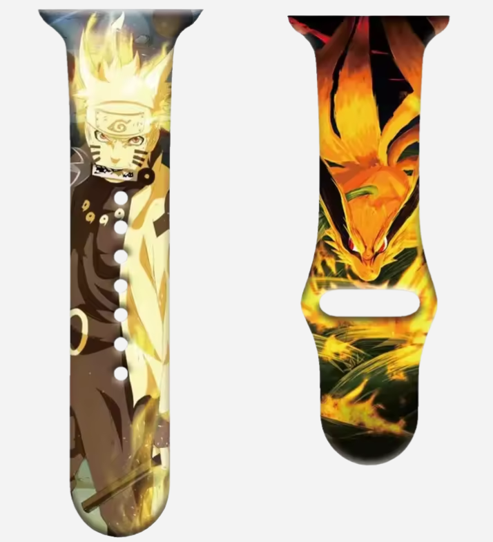 Naruto und Sasuke Apple Watch Silikonarmband – Anime-Design – passend für Series 1–10, SE, Ultra, Ultra 2 – Größen 38–49 mm – Geschenkidee