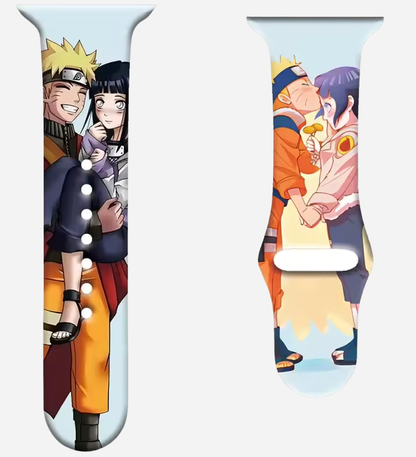 Naruto und Sasuke Apple Watch Silikonarmband – Anime-Design – passend für Series 1–10, SE, Ultra, Ultra 2 – Größen 38–49 mm – Geschenkidee