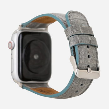 Bracelet en cuir premium pour Apple Watch – Aspect crocodile gris – Compatible avec les séries 1 à 11, SE et Ultra 2/Ultra 3 (38 à 49 mm) – par bandkult – zweite Ansicht