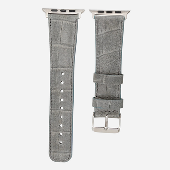 Bracelet en cuir premium pour Apple Watch – Aspect crocodile gris – Compatible avec les séries 1 à 11, SE et Ultra 2/Ultra 3 (38 à 49 mm) – par bandkult