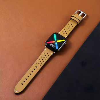 Bracelet en cuir AeroStrap pour Apple Watch – Sportif et respirant – Différentes couleurs (38–49 mm)