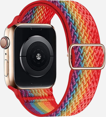 Bracelet élastique en nylon texturé Bandkult pour Apple Watch - 42/41/40/38 mm - Or rose – zweite Ansicht